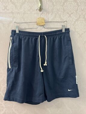 Nike Navy Athletic Drawstring Shorts with White Accents